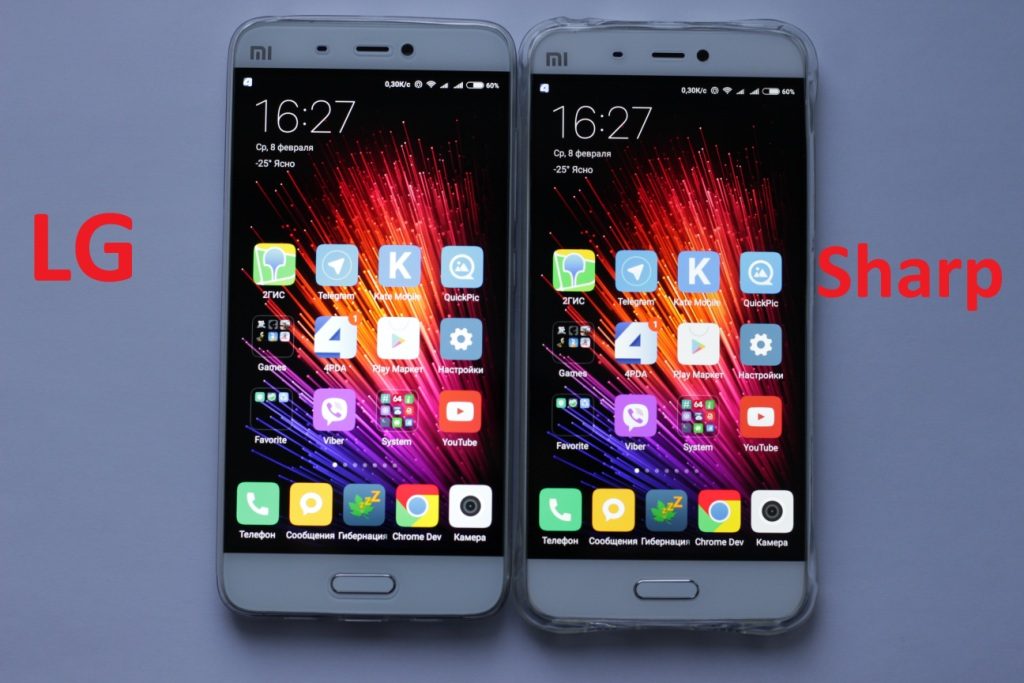 Сравнение двух экранов Xiaomi mi5